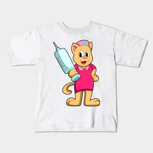 Cat as Nurse with Syringe Kids T-Shirt